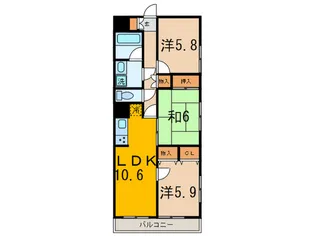 コスモ武蔵新城参番館【4階】の間取り