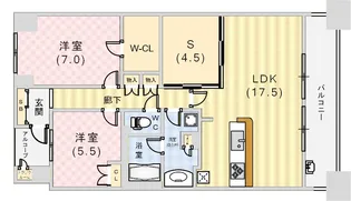 パークグラン西岡本【3階】の間取り