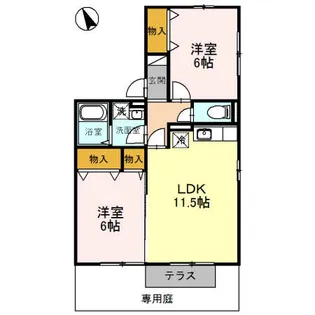 オークスハイムつきぢ【1階】の間取り