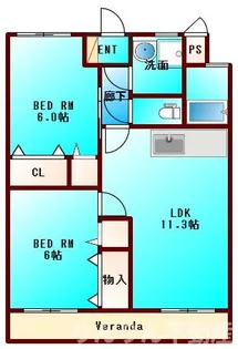ハーブメゾン井川【2階】の間取り