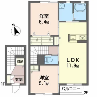 アルカンシエルA【2階】の間取り