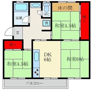 中宮第四住宅 68号棟【3階】の間取り