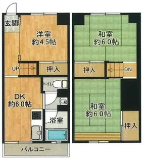 鶴甲コーポ34号館【1階】の間取り