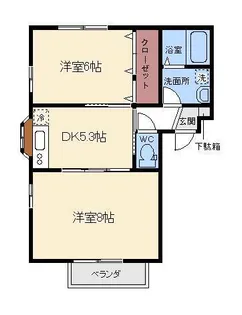 ユーハイツA【1階】の間取り