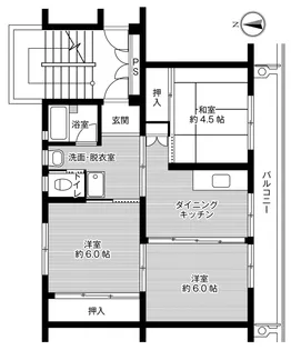 ビレッジハウス六田【2階】の間取り