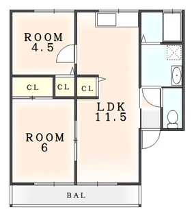 徳島県徳島市大原町余慶【アパート】の間取り