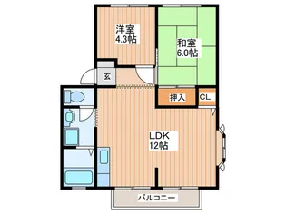 ルミエールE棟【2階】の間取り