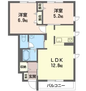 カーサフォンティーヌF【1階】の間取り