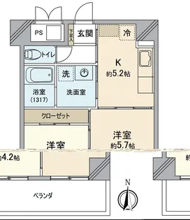ミズテラス北長瀬表町【4階】の間取り