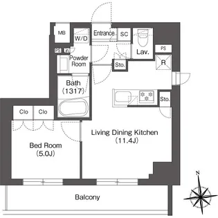 ミリアレジデンス蔵前【10階】の間取り