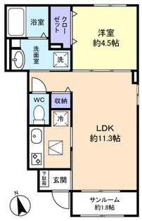 アウラ大和田【1階】の間取り