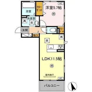 D-ROOM須屋(トリシア)【1階】の間取り