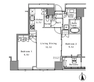 東京都港区浜松町1【マンション】の間取り