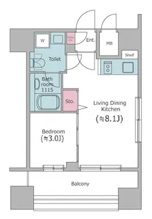 クレヴィアリグゼ日暮里【9階】の間取り