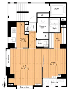 ケヤキアパートメント【4階】の間取り