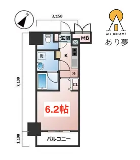 ZOOM横浜桜木町【3階】の間取り