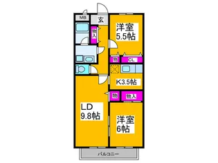 ブル-ム弐番館【1階】の間取り