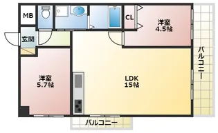 ハイム三味西【2階】の間取り