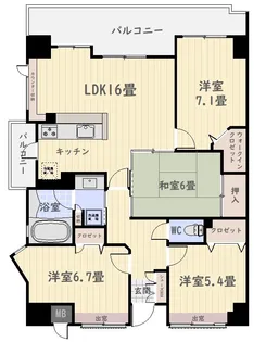 ロフティ鹿児島中央311号室【3階】の間取り