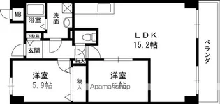 フォンテーヌブロー【2階】の間取り