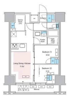 プレディアコート錦糸町スカイビュー【12階】の間取り