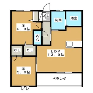 サニーコート【1階】の間取り