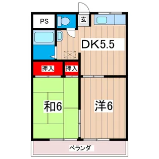 なかみちハイツ【2階】の間取り