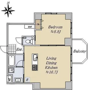 モンテヴェルデ神楽坂弐番館【2階】の間取り
