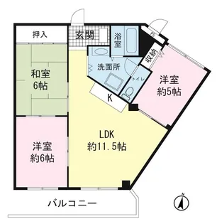ハイツ御園川【1階】の間取り