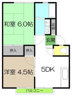 ディアコート鴨部II【2階】の間取り