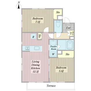 アリア・ソワン東船橋【1階】の間取り