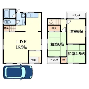 大阪府高槻市芝生町1【一戸建】の間取り