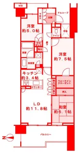 グランドメゾン東戸塚2番館【10階】の間取り