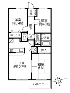エレガンス都立大【3階】の間取り