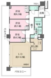 パークハウスワンズタワー【26階】の間取り