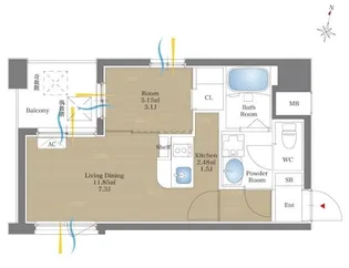 リアンシエルブルー香椎宮前【5階】の間取り