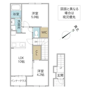 仮)那珂市菅谷字江向東新築アパート【2階】の間取り