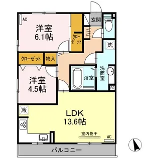 クロスone旭岡【3階】の間取り