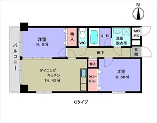 シティパル鴨居【3階】の間取り