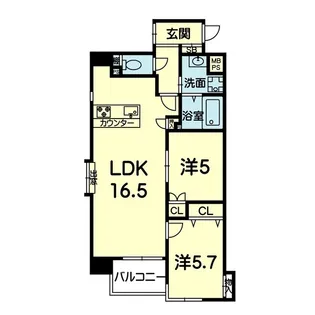 イルマーレ上水前寺【5階】の間取り