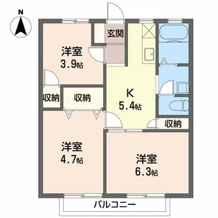 サンシティ大石A・B【1階】の間取り
