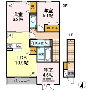クレール A棟【2階】の間取り