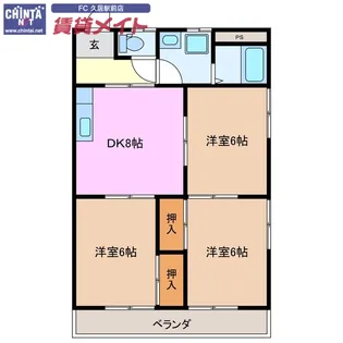 コーポ三恵【2階】の間取り