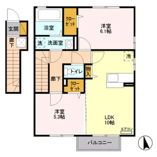 ラ カンパーニュ B【2階】の間取り