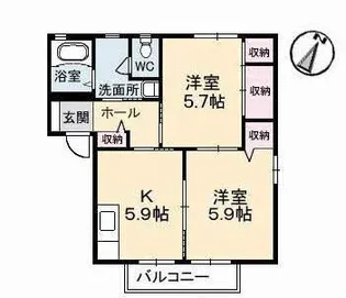 ノースヴェレッジII C棟【2階】の間取り