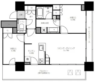 プラウドタワー東池袋【7階】の間取り