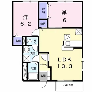 イヴェールB【1階】の間取り