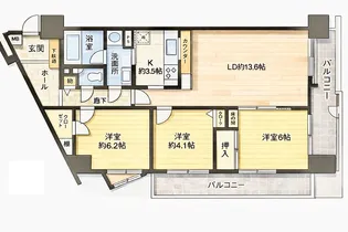 キャッスル蘇我 610【6階】の間取り