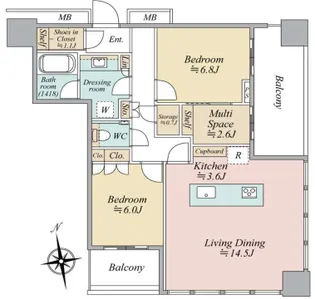 WORLD TOWER RESIDENCE【33階】の間取り