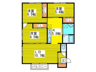 AQUA HILLS 八軒【2階】の間取り